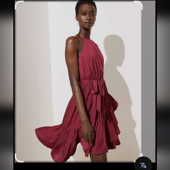 LOFT Red Asymmetrical Halter Sundress - Picture 1 of 9